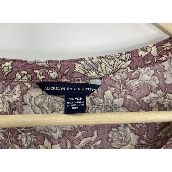 American Eagle Floral Mixed Print Boho Peasant Flowy Blouse Sz S Hippie, Relaxed - Picture 6 of 12